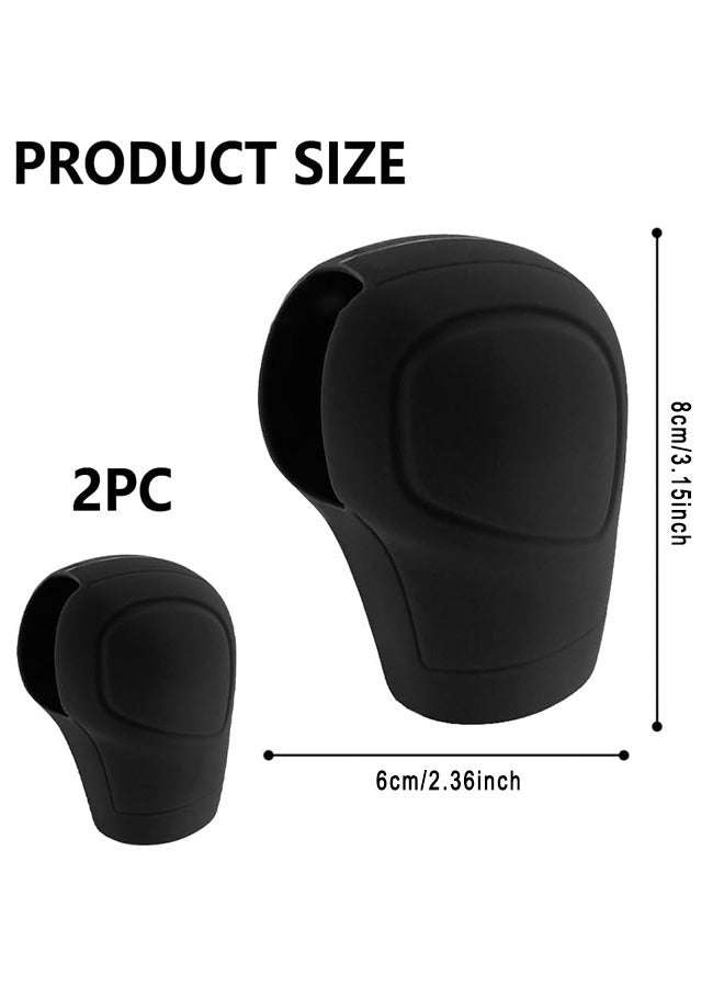 Car Gear Shift Knob Cover, 2 Pack Anti-Slip Auto Knob Gear Stick Protector, Comfortable Silicone Handbrake Shifter Cover For Men Women, Universal Vehicle Interior Accessories, Black - Image 2